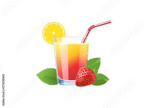 Cocktail Vector isolated or on white background. Mocktail. Summer soda	
