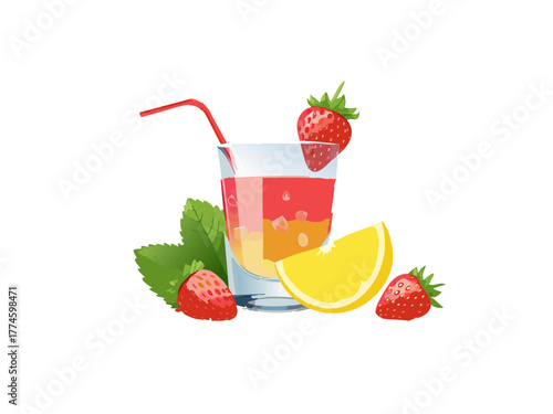 Cocktail Vector isolated or on white background. Mocktail. Summer soda	
