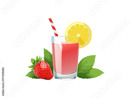 Cocktail Vector isolated or on white background. Mocktail. Summer soda	
