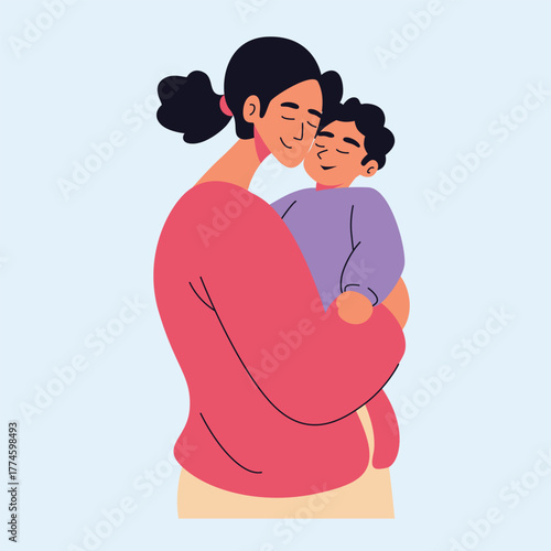 Parents with babies a mother’s gentle hug that brings comfort and security