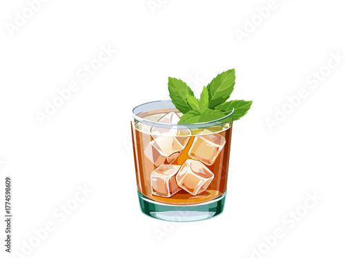 Cocktail Vector isolated or on white background. Mocktail. Summer soda	
