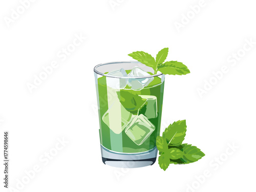 Cocktail Vector isolated or on white background. Mocktail. Summer soda	
