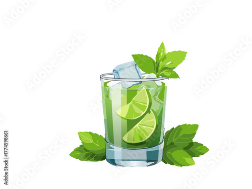 Cocktail Vector isolated or on white background. Mocktail. Summer soda	
