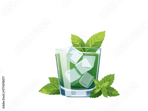 Cocktail Vector isolated or on white background. Mocktail. Summer soda	
