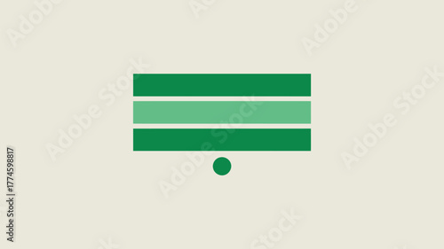Three horizontal stripes with green shades and a green circle on a beige color background design art