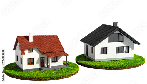 Wallpaper Mural Adorable Yellow Home Pair with Lawn Base, isolated on transparent background Torontodigital.ca