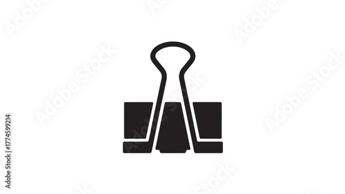 Black binder clip icon simple flat vector design element isolated on white background