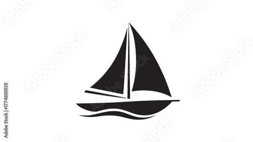 Minimalist sailboat icon simple flat vector illustration for travel and recreation isolated on white background
