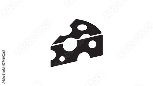 Black cheese slice icon simple flat vector glyph isolated on white background for menu design and food apps