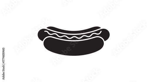 Black hot dog icon simple flat vector glyph isolated on white background for menu design and fast food concepts