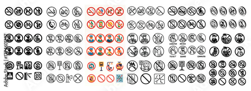 Prohibited activities signs and symbols collection