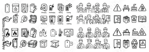 Industrial safety and equipment icons set