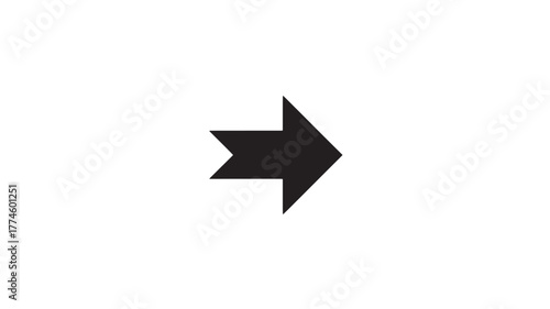 Simple black arrow icon pointing right flat vector illustration for navigation and user interface design isolated on white background