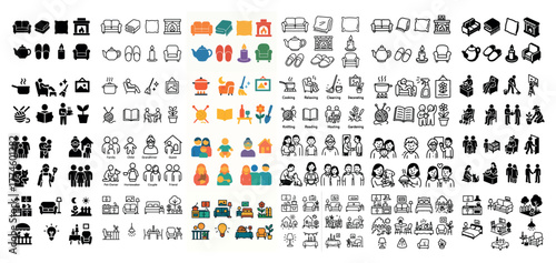 Diverse home activities icons collection