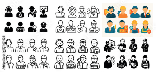 Various professions icons and avatars collection