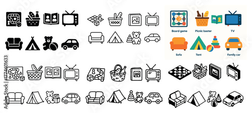 Icons of leisure and recreation essentials