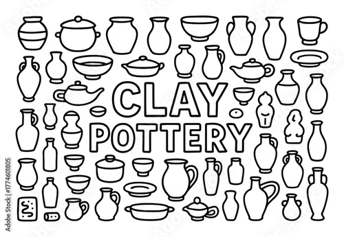 Clay Pottery Doodle Art