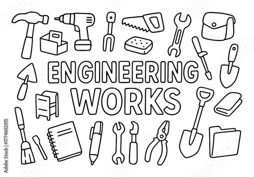 Tool-Themed Line Art