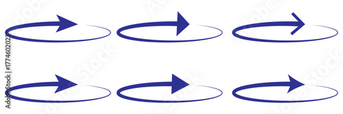 Rotating arrows black icon set. Update, replay, repeat, reload, reset symbol. Circle arrow sign. Vector design element for an interface, app, project, logo. Isolated on a white background.