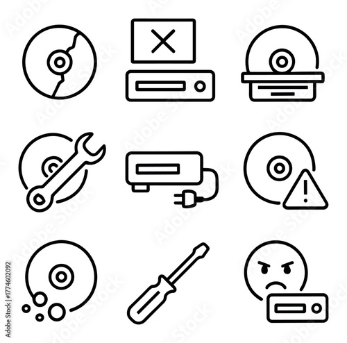 Minimalist CD Player Icons