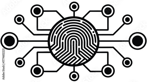 A hand drawn vector illustration of a fingerprint combined with a target or maze concept symbolizes business success and aiming for a specific goal