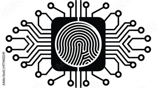 Black vector illustration of a set of fingerprints representing biometric identity and security technology or crime identification purposes