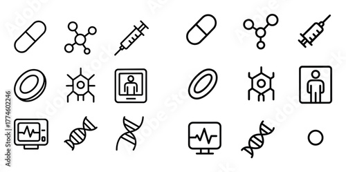 Nanotechnology Line Icons