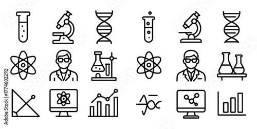 Minimalist Science Icons Grid