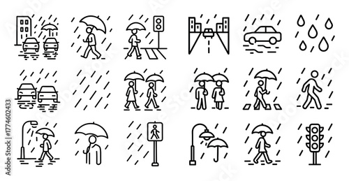 Minimalist Rain Icons