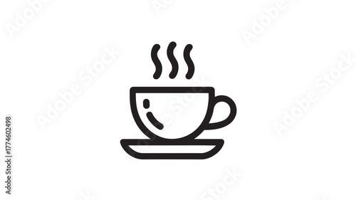 Steaming coffee cup icon simple line art vector illustration isolated on white background for cafe menu and app design