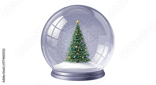 Festive Snow Globe with Christmas Tree A Holiday Season Ornament