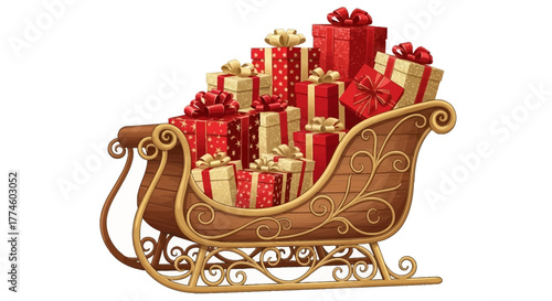 Festive Sleigh Ride A Holiday Delight Filled with Beautifully Wrapped Gifts, Ready for Celebration