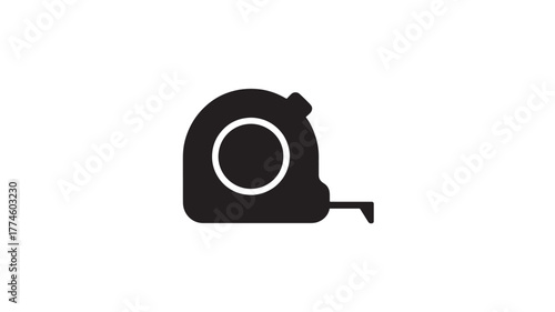 Black measuring tape icon simple flat vector illustration isolated on white background for construction and design