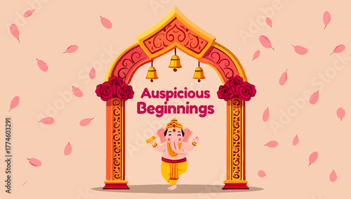 Auspicious beginnings with lord ganesha under a decorated archway
