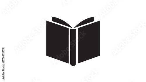 Open book icon simple flat vector glyph isolated on white background for education and reading concepts