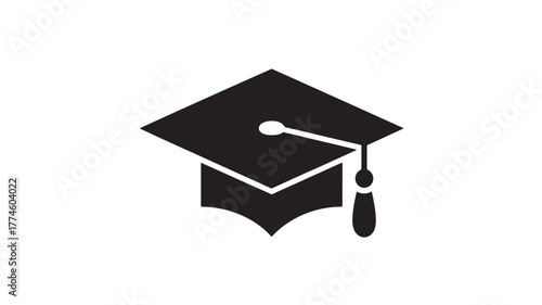 Graduation cap icon simple flat vector design education symbol isolated on white background
