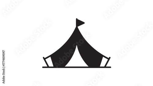 Circus tent icon simple black glyph vector illustration isolated on white background for fair or festival design