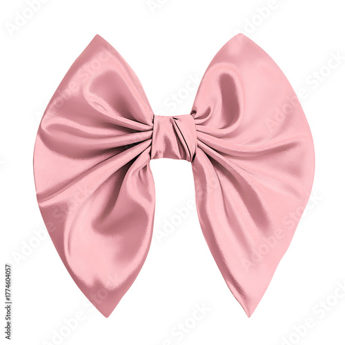 Elegant pink satin bow isolated on transparent background