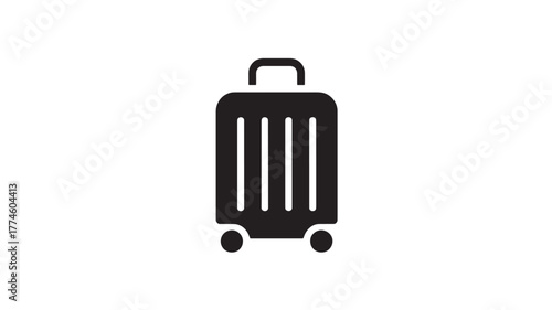 Black suitcase icon simple flat vector design isolated on white background