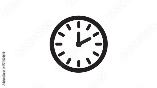 Clock icon showing time simple flat vector symbol for user interface design isolated on white background