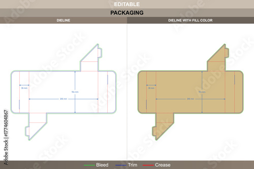 Sleeve tray box dieline structured through neat vector setup enhancing printing balance packaging hold sleeve die line form ensures clean envelope slide keeping tray alignment steady