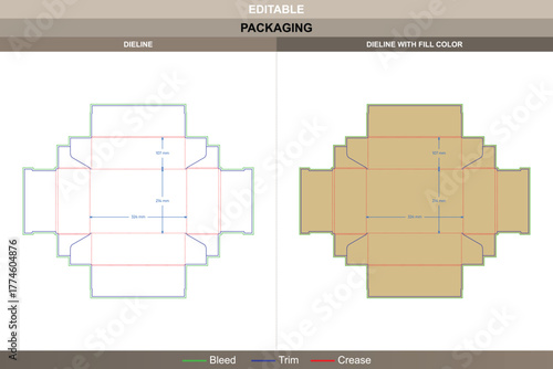 Paper tray box dieline created using vector detailing boosting printing definition packaging steadiness thick die line base layout strengthens tray edges maintaining durable presentation