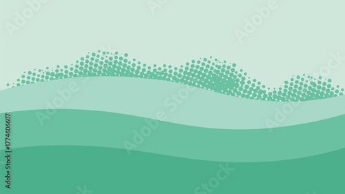 Abstract teal waves with dotted pattern on top creating a soothing and calming background design