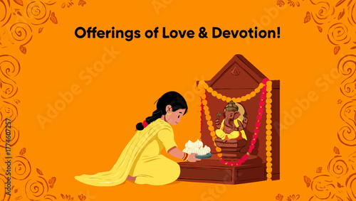 Offerings love and devotion to lord ganesha in a hindu temple