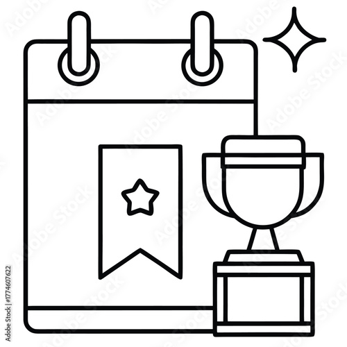 Important scheduled event with trophy icon representing achievement and success in business timeline