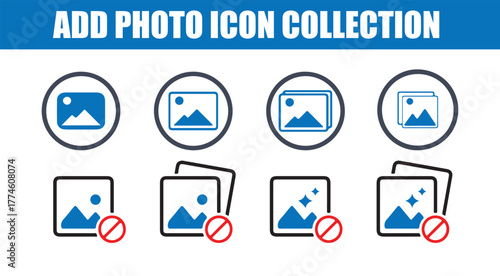 Remove Photo Icon Collection. Add photo icon, Photos error icon, vector illustration