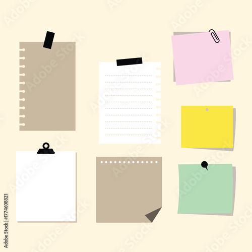 Assorted Blank Sticky Notes and Paper Templates