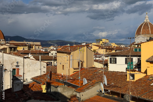 Tiled roofs of houses in Florence, Italy
