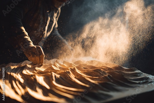 Handcrafted Wooden Art by Artisan in Morocco, Studio Workspace Scene