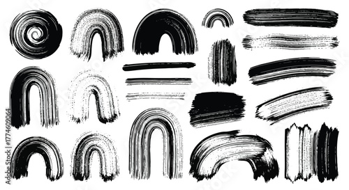 Black Paint Brush Strokes Hand-Drawn Elements for Creative Designs